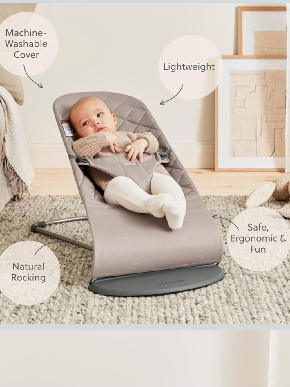 BabyBjorn Baby Bouncer Bliss With Toy Bar 4 Positions Toddler Seat Portable - Picture 3 of 17
